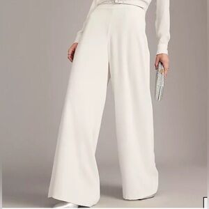 Ann Taylor The Dramatic Wide-leg Crepe Pant, Winter White, Size 14